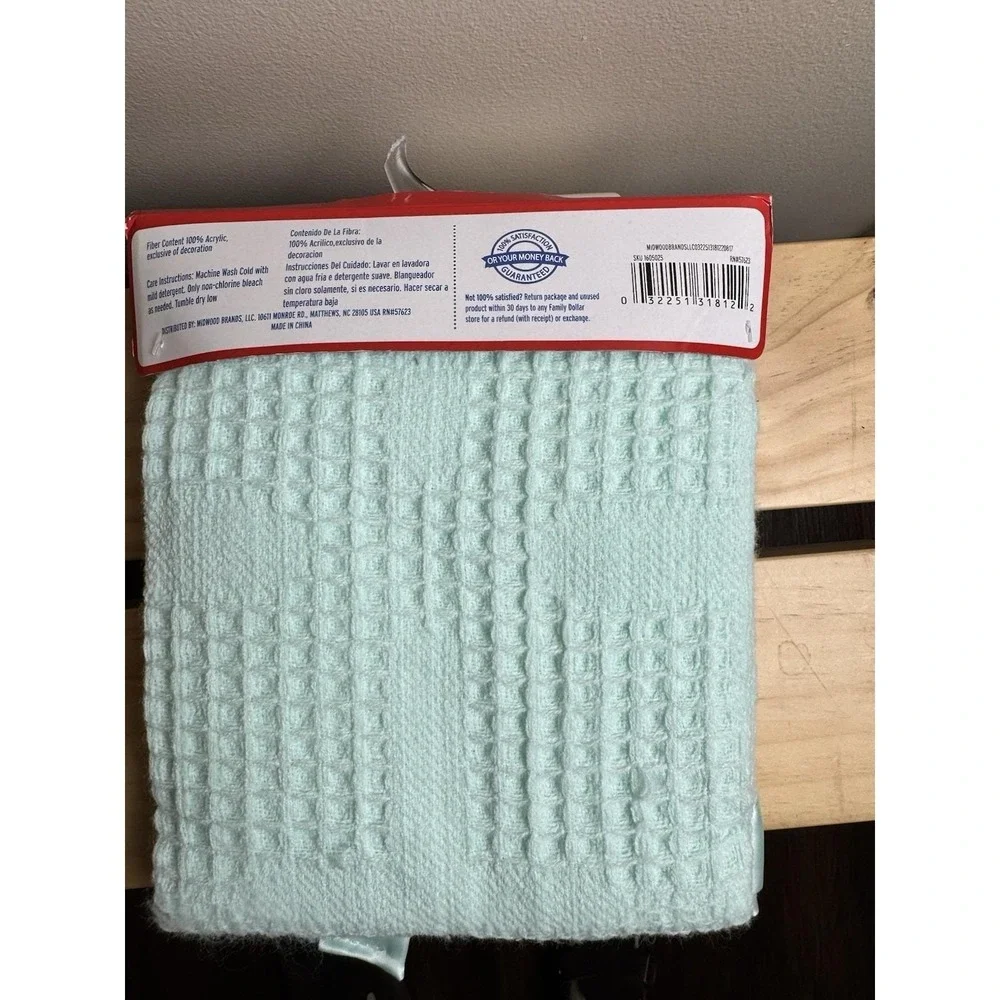 VTG Aqua Blue Baby Blanket‎ Waffle Satin Trim Kidgets Warm & Cozy Sleeping Teddy